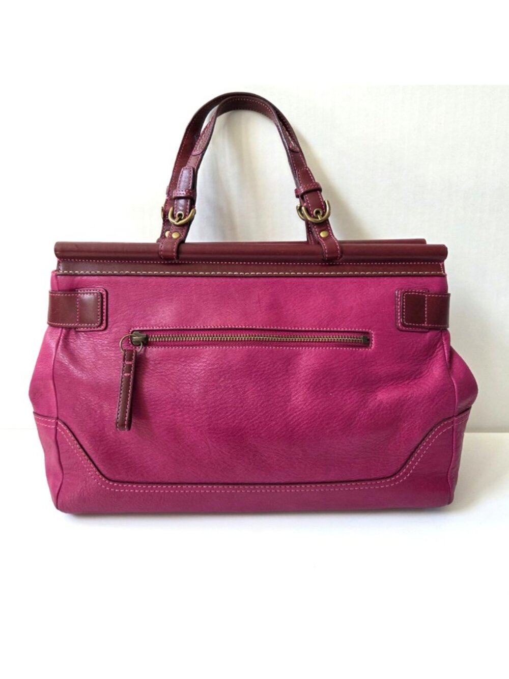 Coach Purse Soho Dowel Top Dual Tone Fuschia Satchel Bag Limited Edition 9749 - Picture 6 of 16